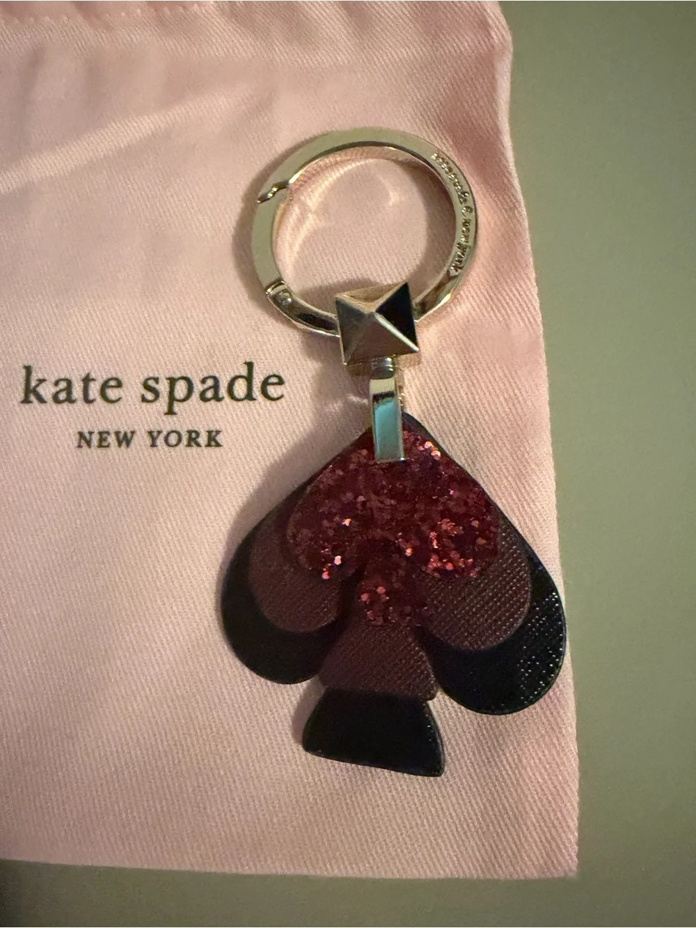 Kate Spade Pink Pouch with Red & Black Spade Keychain